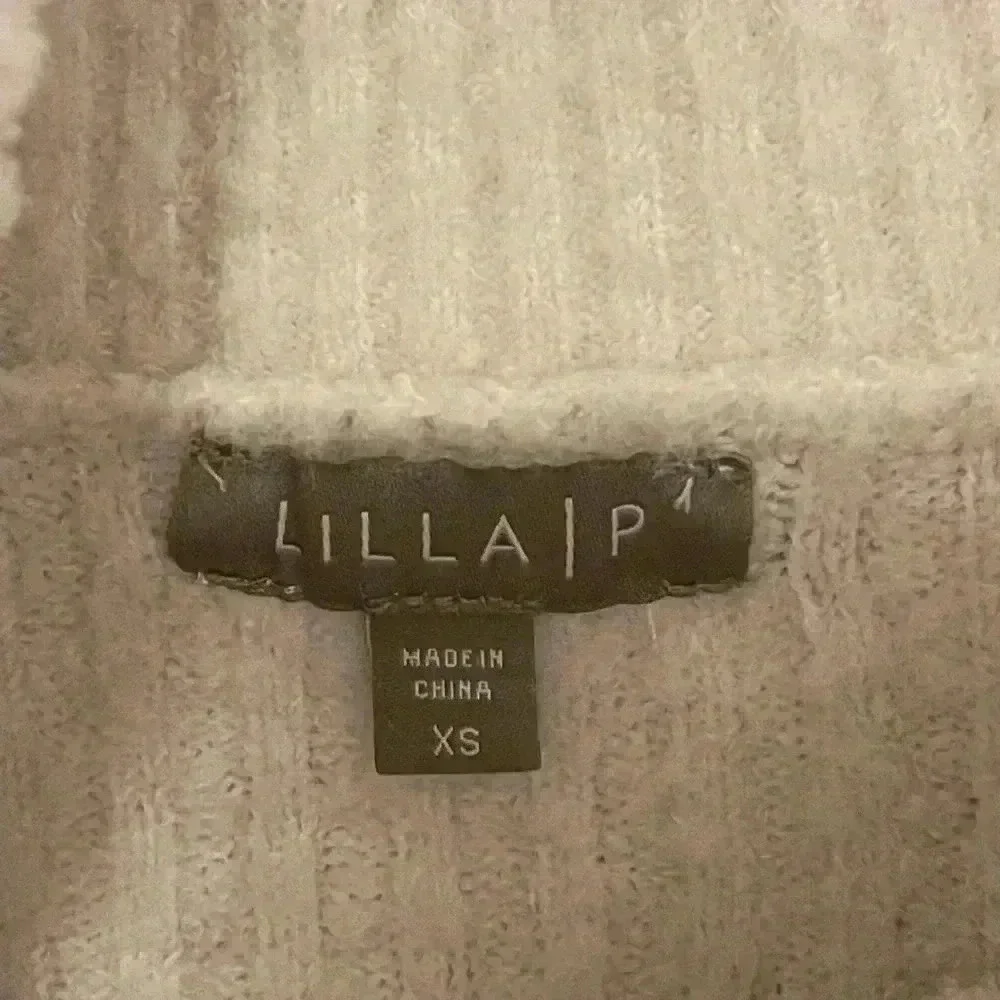 LILLA P Easy Split Collar Sweater, Salt